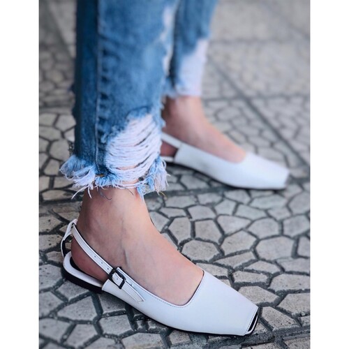 Trendbu Ayakkabı - Kadın Beyaz Babet
