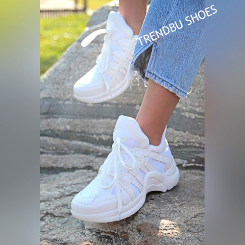 Beyaz Fileli Spor Ayakkabı - Thumbnail
