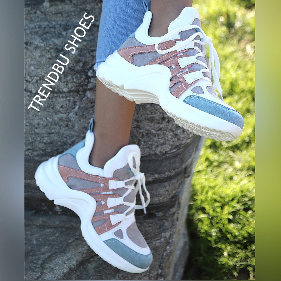 Kadın Mavi-Pudra Sneaker