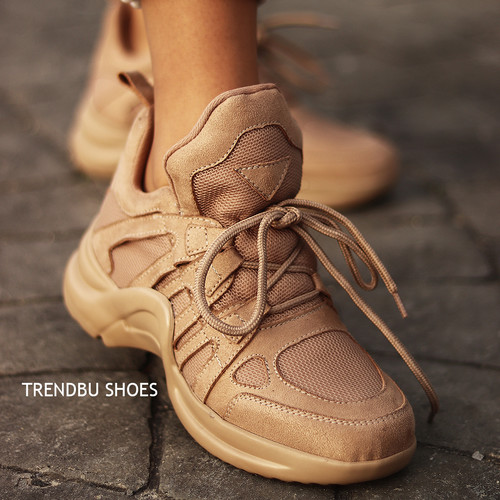 Trendbu Ayakkabı - Kadın Bej Sneaker