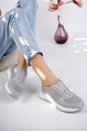 Gri Kadın Sneaker - Thumbnail