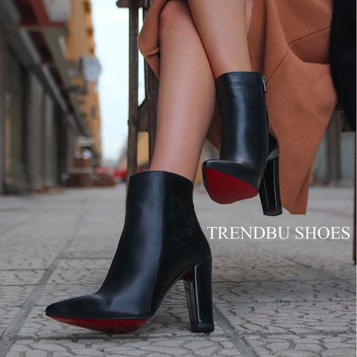 Trendbu Ayakkabı - Kadın Süet-Rugan Topuklu Bot