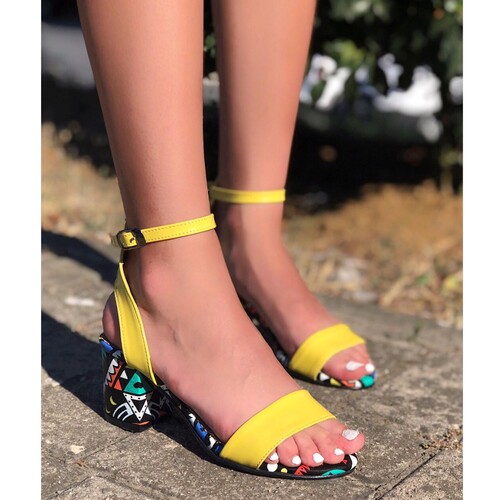 Trendbu Ayakkabı - Kadın Sarı Topuklu Ayakkabı 