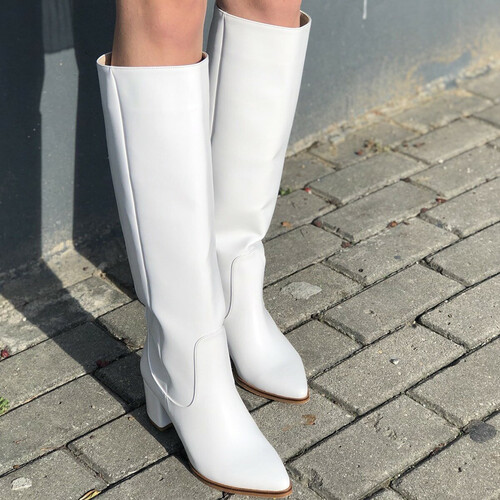 Trendbu Ayakkabı - Kadın Beyaz Çizme