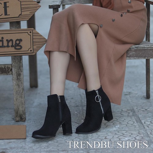 Trendbu Ayakkabı - Kadın Süet Topuklu Bot